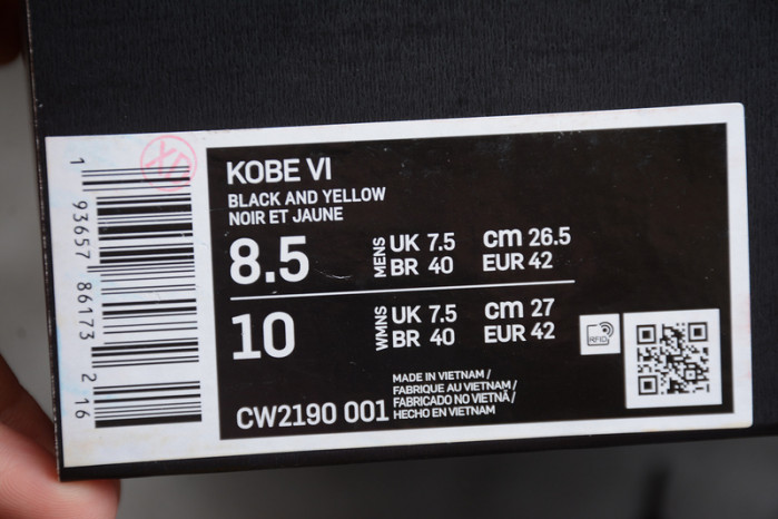 nike kobe 6 protro "del sol" cw2190-001