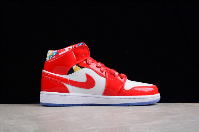 air jordan 1 mid barcelona sweater red patent dc7294-600