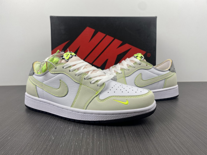 air jordan 1 retro low white ghost green black dm7837-103