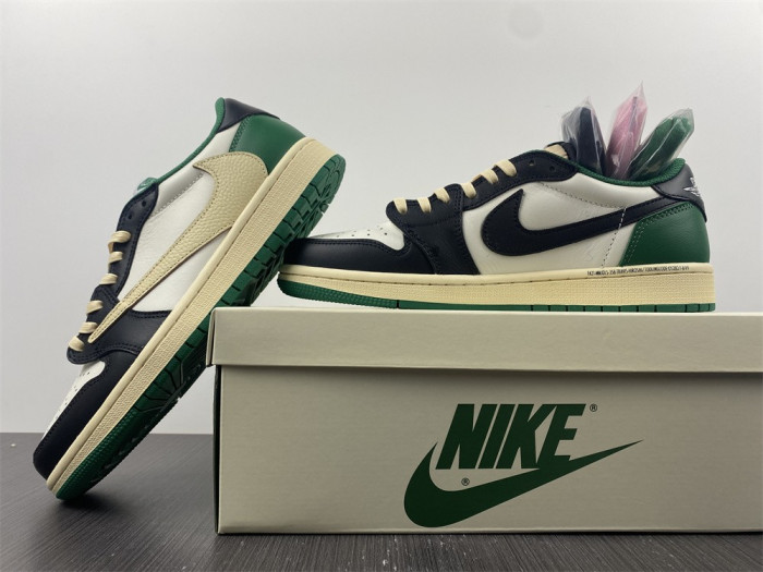 fragment design x travis scott x air jordan 1 low black/beige/green dm7866-128