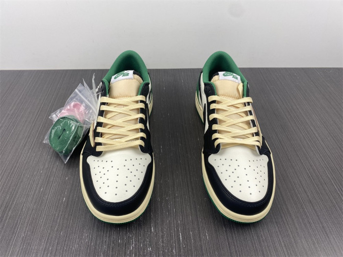 fragment design x travis scott x air jordan 1 low black/beige/green dm7866-128