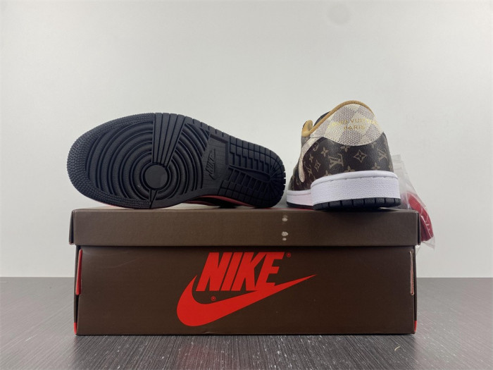 travis scott x nike air jordan 1 low og lv monogram brown damier dm7866-216