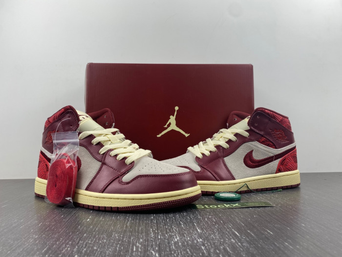 air jordan 1 mid se tiki leaf team red dz2820-601