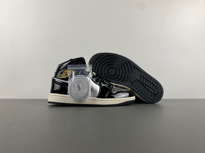 Air Jordan 1 Mid SE Black Metallic Silver Sail Metallic Gold FZ39380-001
