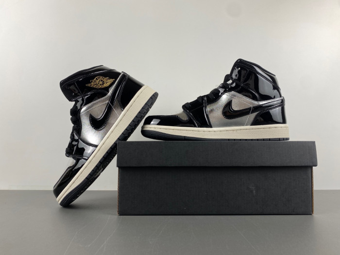 Air Jordan 1 Mid SE Black Metallic Silver Sail Metallic Gold FZ39380-001